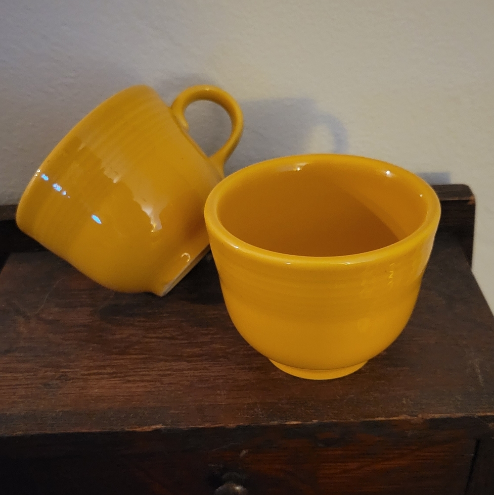 2 Marigold Fiesta Tea Cups